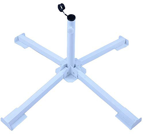 DDYOUTDOOR Faltbarer Schirmständer aus gehärtetem Eisen, für Terrasse, Sonnenschutz, Ankerhalterung, Schirmständer, Standfuß, Weiß