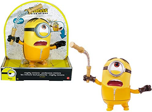 Minions - Personaggio Stuart con Suoni, Completo da Kung Fu e Nunchaku Rimovibile, Giocattolo per Bambini 4+ Anni, GMF22