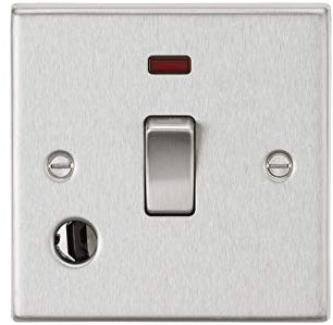 Knightsbridge CS834FBC 20A 1G DP Switch with Neon & Flex Outlet - Square Edge Brushed Chrome, 10.5 mm*89.0 mm*89.0 mm