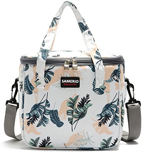 SAMERIO Kühltasche für Erwachsener Großes Isolierte Lunchtasche Wiederverwendbare Lunch Box Bag Mode Lebensmitteltransport Tasche Picknicktasche für Unterwegs Arbeit Schule Strand (Laub)