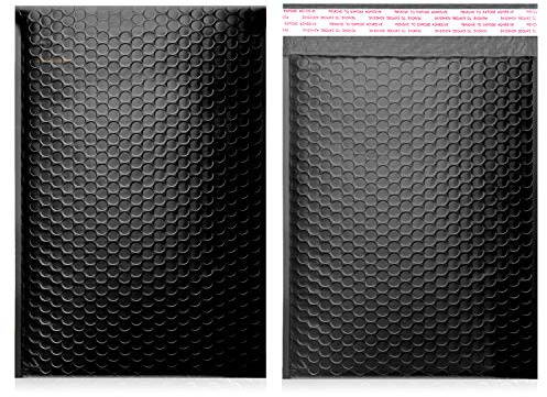 Yomuse 50pcs Padded Envelopes, 180mm x 260mm (7.1x10.2 Inch) Poly Bubble Mailers Self Seal, Waterproof Postal Bags for Mailing/Packaging (Black)