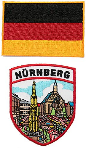 A-ONE Aufnäher, Motiv: Deutschland, Nürnberg, City Day Time, Hitzesiegel, Abzeichen + Deutschland-Flagge, taktischer Aufnäher auf Taschen No.104C