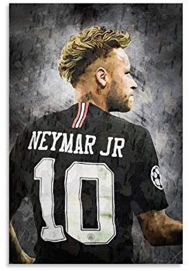 GSDGH Poster, Motiv: Superstar Fußballspieler Neymar Jr, PSG, HD-Poster, dekoratives Gemälde, Leinwand, Wandkunst, Wohnzimmer, Poster, Schlafzimmer, Gemälde, 50 x 75 cm