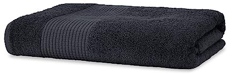 Merana Rome Saunatuch für Damen und Herren 590 GSM | saugstark, weich und fusselfrei | Großes Frottier Sauna-Handtuch Luxus Qualität aus Schwerer Baumwolle (Graphite Black, Saunatuch (80x200cm))