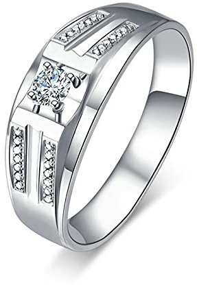 Beydodo Ring Herren 950 Platin, Eheringe und Trauringe Bandring Breit mit 0.14ct Diamant Verlobung Ringe Größe 67 (21.3)