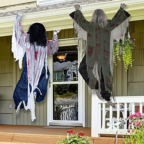JOYIN 2 Stück Halloween Klettern Zombies Wanddekoration, 80 cm, Halloween Klettern Dead Zombie Dekoration für Halloween Spukhaus Requisiten Dekor Halloween Outdoor,