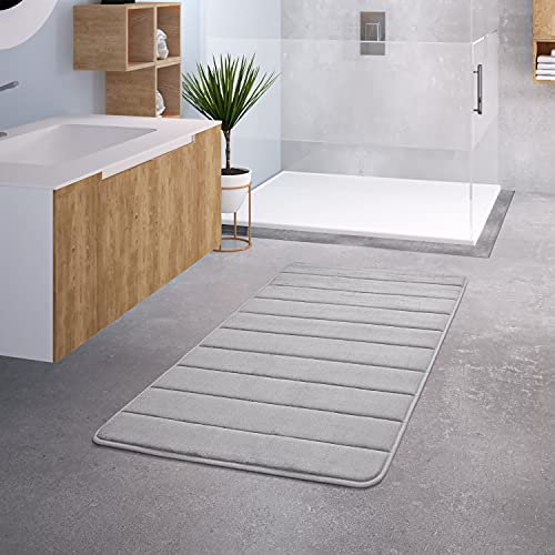 TT Home Badezimmer Badematte Duschmatte rutschfest Waschbar Memory Schaum Stein Muster, Farbe:Grau, Größe:65x120 cm
