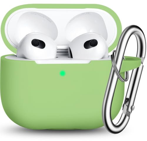 R-fun AirPods 3 Case Cover,Silicona Accesorios de Protección de la Piel con Llavero Compatible con Apple AirPods 3 ª Generación 2021 para Las Mujeres Hombres Niñas Niños, Aguacate