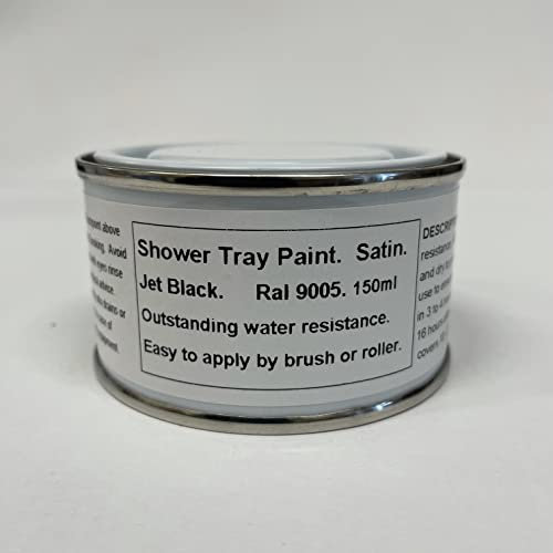 Fascinating Finishes 1 x 150ml SATIN Shower Tray Paint - Black - Ral 9005