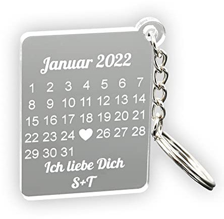 MyPrezzie Gravur Schlüsselanhänger personalisiert mit deinem eigenem Foto/Bild, Wunschtext | Partner Liebes Geschenkidee | Valentinstags für Sie und Ihn (Kalender)