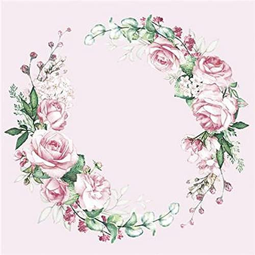 20 Servietten Runder Kranz voller Rosen | Blumen | Hochzeit | Hochzeitsdeko | rosa | floral | Frühling | Sommer | Tischdeko 33x33cm
