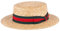 ZAKIRA Canotier Strohhut (Grün-rotes Ripsband, M)