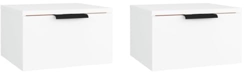 vidaXL 2X Wand Nachttisch Hängend Nachtschrank Nachtkonsole Nachtkommode Schlafzimmer Schrank Kommode Hängeschrank Wandschrank Weiß 34x30x20cm