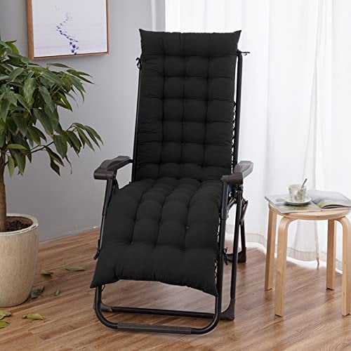 DASJD Auflagen für Gartenliegen, Tragbare rutschfest Liegenauflagen, Auflage Gartenliege für Terrasse, Reisen, Relax Liegestuhl(Ohne Stuhl),Schwarz,170x53x8cm