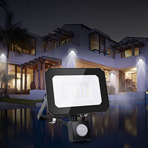 Alivio LED Cool White Floodlight Outside Light 10W-100W Security Energy Saving Flood Outdoor 5000-5500K Garden Spotlights with PIR Sensor (watts, 50)