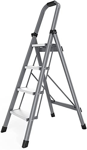 Home 4 Step Ladder, Non Slip Treads Folding Step Ladder Hotel Factory Multi-purpose Ladders Metal Durable Van Ladder Racks