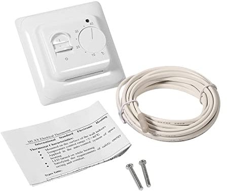 VIFERR Room Thermostat, Underfloor Heating Thermostat with 2.9m Floor Sensor Probe Cable Floor Mechanical Manual Heating Thermostat 220V 16A