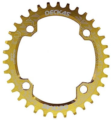 Kettenblatt Fahrrad Kettenblatt Oval 104BCD 32T 34T 36T 38T 40 42 44 46 48 50 52 T Zahn MTB Rennrad Berg Kettenblatt 104 Bcd Fahrrad Kettenblatt (Size : 38T, Color : Golden)