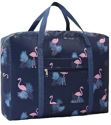 Reisetasche Boardgepäck Kabinengepäck Handgepäck 33 x 47 x 16 cm Faltbar Flugzeug, Farbe:Marineblau Flamingo
