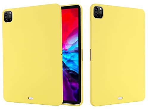 Souple Soft TPU Silicone Coque pour Apple iPad Pro 12.9 (2022) Etui Coque Housse Flexible Protection Case Tablette en Silicone Couleur Bonbon avec Anti Rayure Antichoc Protectionune Fonction,Jaune
