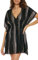 BECCA Damen Radiance Woven Tunika Gestreift Strand Cover Ups für Frauen Überwurf für Schwimmbekleidung, Black Blush, X Small