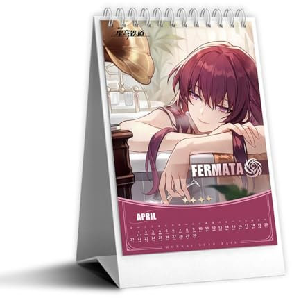 MayDee 2024 Honkai Star Rail Tischkalender Kalender, Countdown-Kalender Anime-Charakter Danheng Ruan Mei Wunderschön Illustriert Sammlung Souvenir Geschenke, mehrfarbig