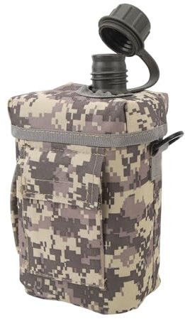 Botella de Agua Deportiva, Amplia Aplicación, Botella de Agua de PE de Grado Alimenticio, Diseño de Asa de Transporte, Funda de Tela Oxford Duradera, Portátil para Senderismo (ACU)