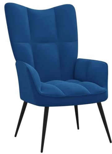THOYTOUI Relaxsessel, Cocktailsessel Kinosessel PolsterStuhl Ohrensessel Geeignet für Wohnzimmer Balkon Schlafzimmer Büro Blau Samt