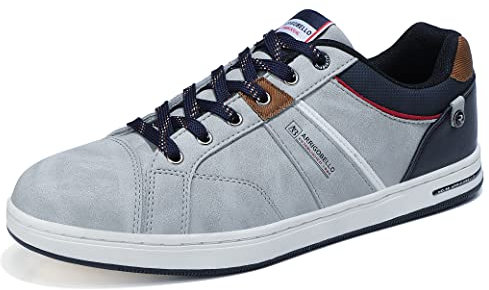 ARRIGO BELLO Sneaker Herren Freizeitschuhe Schuhe Sportschuhe Leder Mode rutschfest Outdoor Sneakers Größe 41-46 (A1 Grau,Size_42)