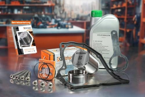 KITRONIC Druckspeicher Reparatursatz DQ200 für DSG, 7-Gang-Mechatronik Trockenkupplungsgetriebe 0AM kompatibel mit VW | Mit Montageschlüssel, Dichtung & 1L Öl inkl. Alu Schrauben