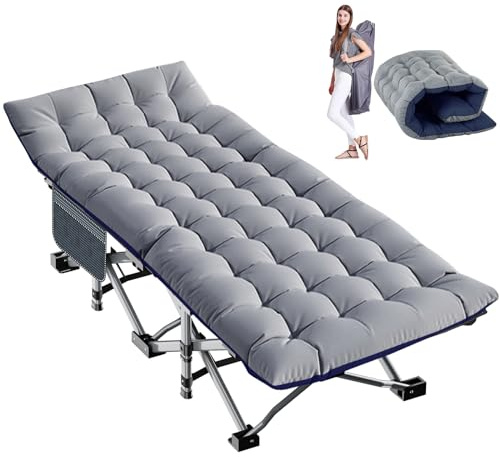 Ryuhic Camping Beds for Adults, 71cm Folding Portable Outdoor Bed with Cozy Mattress, Oversized Travel Heavy Duty Support 400kg