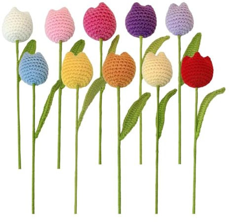 Gewebter Blumenstrauß, Wolle, handgefertigt, gehäkelt, Tulpen, Sonnenblumen, Simulation, Blumen, Valentinstag, A8A7, Geschenk Tag, gefälschter Urlaub