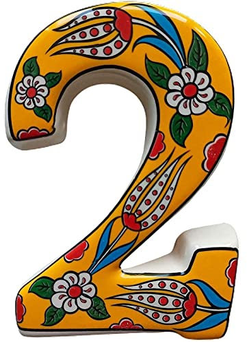 Ceramic house numbers with tulip design and several colors (Yellow, 2)