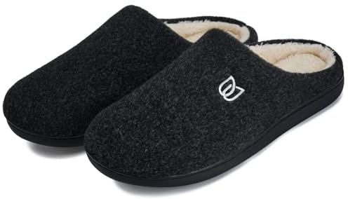 WateLves Filzpantoffeln Herren Hausschuhe Pantoffeln im Herbst und Winter Slipper Unisex mit Rutschfest Sohle Filzlatschen(Schwarz, 40/41EU)