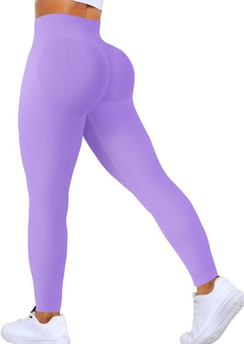 ASERAY Nahtlose Leggings, Scrunch Butt Lifting Leggings für Damen, Fitnessstudio, Workout, Leggings für Frauen, Bauchkontrolle, Yogahose, Violett, XX-Large