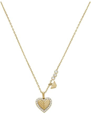 Emporio Armani Damen-Edelstahl- oder Sterlingsilber-Halskette mit Karabinerverschluss, Glänzendes Gold