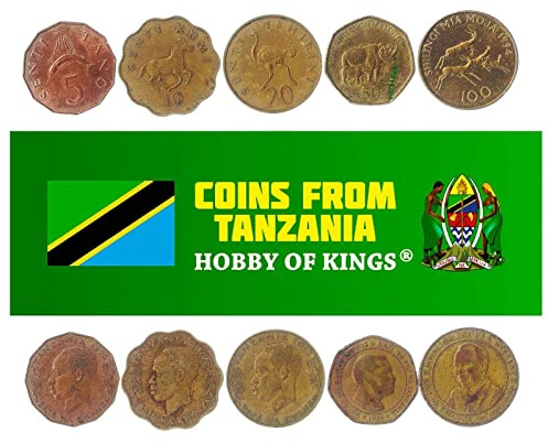 Tanzania 5 Mixed Coins | 50 Senti to 100 Shillings | Tanzanian Currency Since 1966