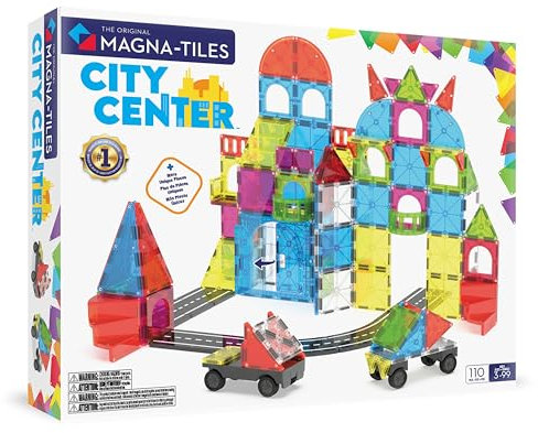 MAGNA-TILES® City Center 110-Piece Magnetic Construction Set, The Original Magnetic Building Brand