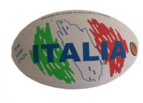 Ballon de rugby Italie (21 cm) Collection Coupe du Monde, design tricolore, blanc