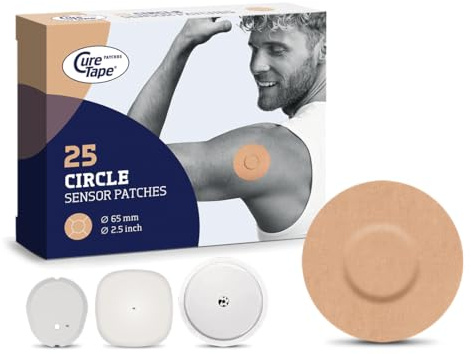 CureTape Patches - Sensor Fixierpflaster - Freestyle Libre 3 pflaster - Dexcom G7 pflaster - Wasserfeste fixierpflaster - 25 Stück - Ø 65mm - Schwarz