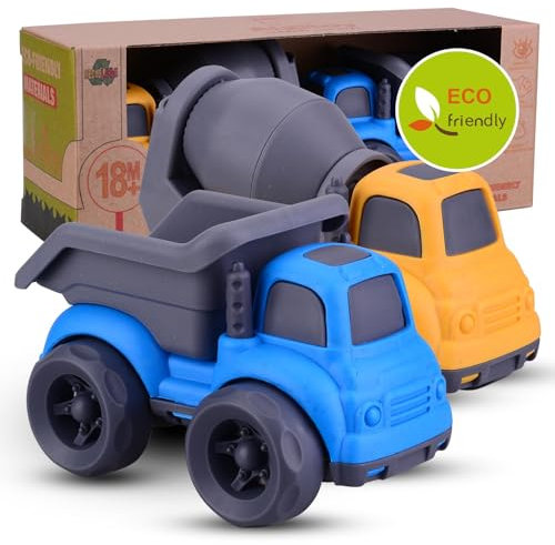 Cicili LKW Spielzeug ab 1 Jahr, Autos Für Kinder ab 2 Jahre Zum Spielen, Nachhaltiger Bio-Kunststoff Kinder Sandkasten Auto, Sandkasten-Spielzeug Kleine Fahrzeuge (Blau)