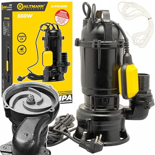 Kaltmann K-PS14500 Tauchpumpe Fäkalienpumpe 550W – Gusseisen mit Zerkleinerer | 14.500 l/h, 2″ Anschluss, Schwimmerschalter, 230V