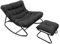 Schaukelstuhl mit fußstütze,Outdoor schaukelstuhl,Outdoor Lesesessel,Relaxstuhl mit Gepolstertem Kissen,bis 150 kg Belastbar, Schaukelliege Outdoor Innen für Garten, Schlafzimmer, Terras. (grau)