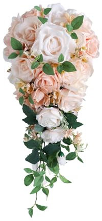 Gcljlmy Hochzeitsstrauß für Braut, Brautjungfern, Blumen halten, künstliche Blumen, tropfenförmiger Brautstrauß für Zeremonie, Party