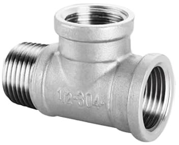 BCOMFY 1PC DN6/DN8/DN15/DN25 Maschio+maschio+Femmina Filettato 3 Vie Tee T Raccordo 1/4 1/2 3/4 1 1-1/4 BSP Filettato In Acciaio Inox 304(Male Female thread-02,1/4)