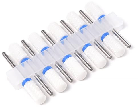 KAZIPOP Professional 10Pcs Ceramic Nail Drill Bits for Electric File Barrel Head Bits for Gel Polish Removal Acrylic Nails Cuticle Care & Pedicure 3/32'' Shank Manicure Tools (Medium)