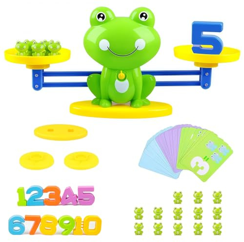 Lernspielzeug Mathe-Spiel,Frosch-Balancespiel,Lernzählspielzeug mit Frosch, Lernspiele Kinderspielzeug Geschenk für Jungen Mädchen ab 3 Jahre (Frosch)