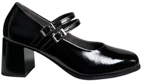 Pitillos - Mercedita Tipo Mary Jane,Tira con Cierre de Hebilla Doble,Bailarina de Piel,Charol,con Brillo,tacón para: Mujer