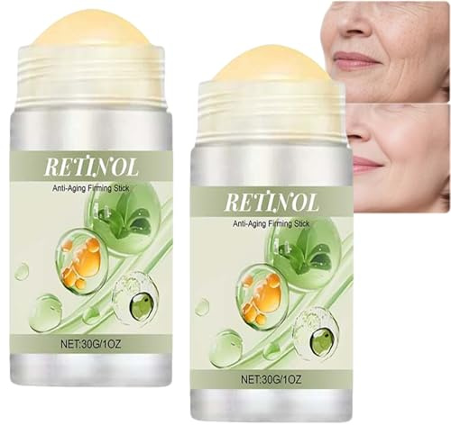 Retinol Anti-Aging Firming Stick, Anti-Wrinkle Stick With Retinol, Tea Tree Oil & Hyaluronic Acid To Tighten, Smooth Wrinkles & Laugh Lines, Hydrating & Nourishing For All Skin Type (2PCS)