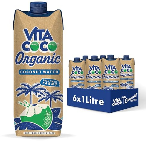 Vita Coco Bio Kokoswasser Multipack - 6x1L - Vitamin C und Kalium | Fettfrei | Kalorienarm | Ohne Gentechnik | Glutenfrei | Vegan | Durstlöschend | Perfekt für Smoothies